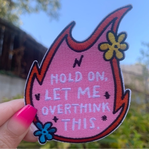 “Hold On Let Me Overthink This” Embroidery Iron on Patch, ADHD, Mental Health - Picture 3 of 5